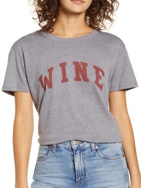 Sub_Urban Riot "WINE" Graphic Tee Heather Gray Varsity Letters Size XS